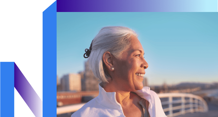 Woman looks over shoulder and isn't thinking about smoking