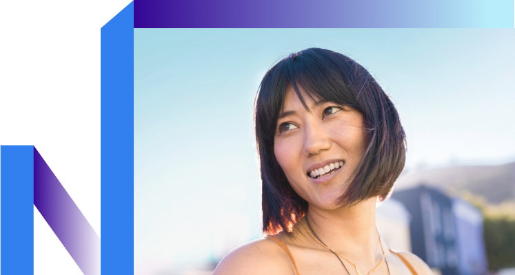 Woman looks over shoulder and isn't thinking about smoking