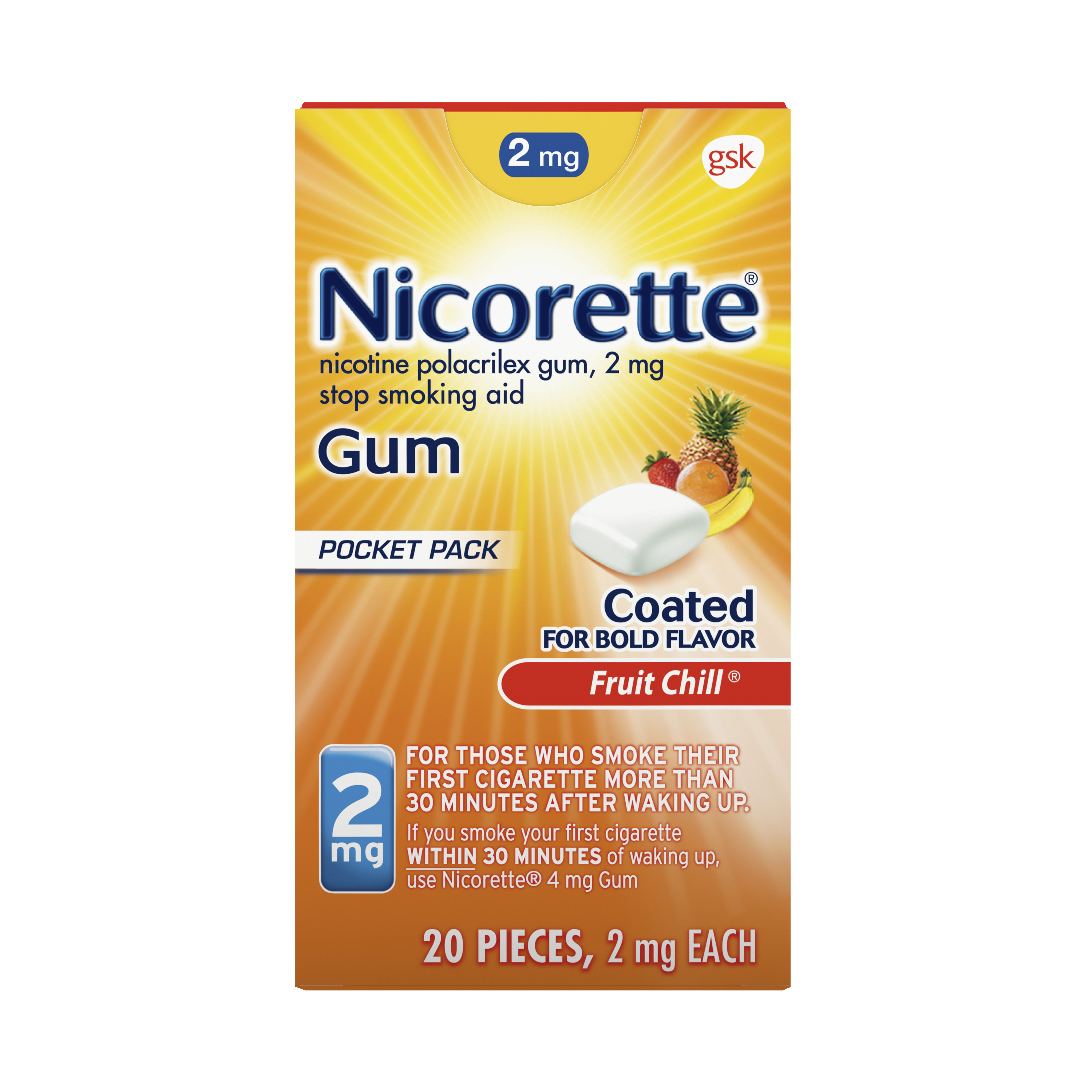 censuur verhaal Beer Nicorette Gum Fruit Chill Flavor 2mg 20ct | Nicorette