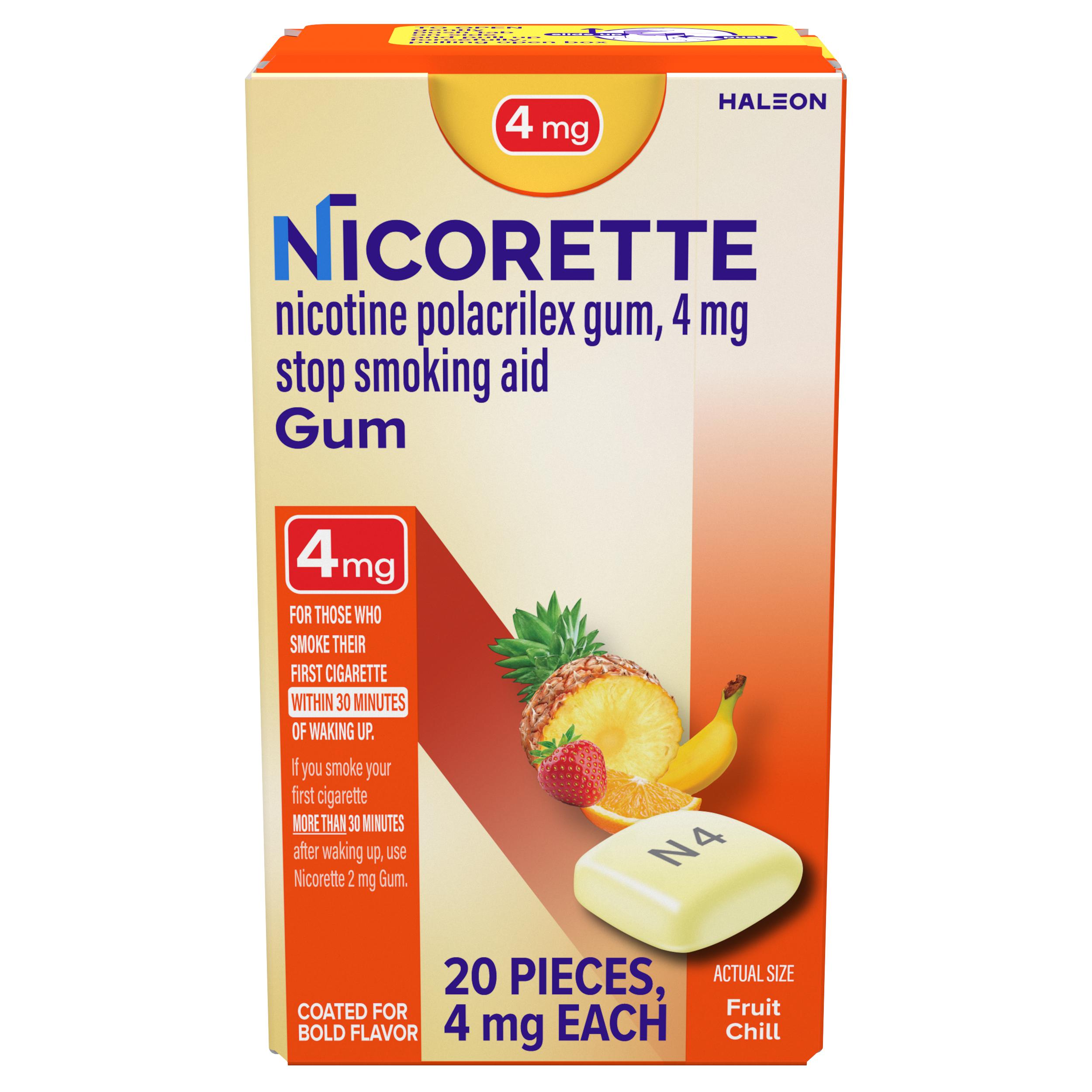 nicoton☆ Nicorette Gum Fruit Chill Flavor 4mg 20ct | Nicorette