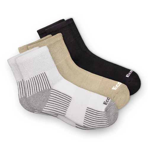 Nn+ Expantech Cushioned Quarter Top Socks White Size 6-15 - 3 pair