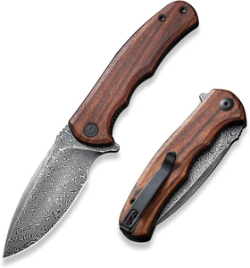Civivi: Mini Praxis | Guibourtia Wood Damascus
