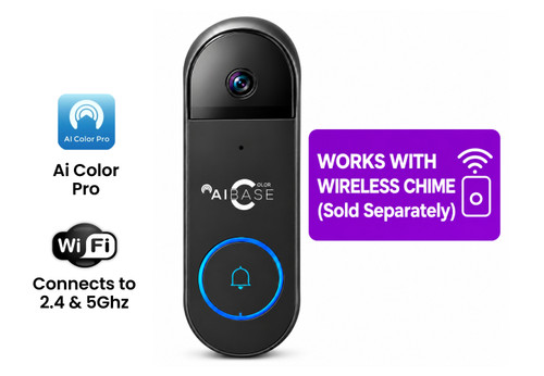 AIBASE Color AI Detection 5MP Smart Video Doorbell (Compatibile with Wireless Chime- Sold Seperately) Model: HA-DB-35-WF