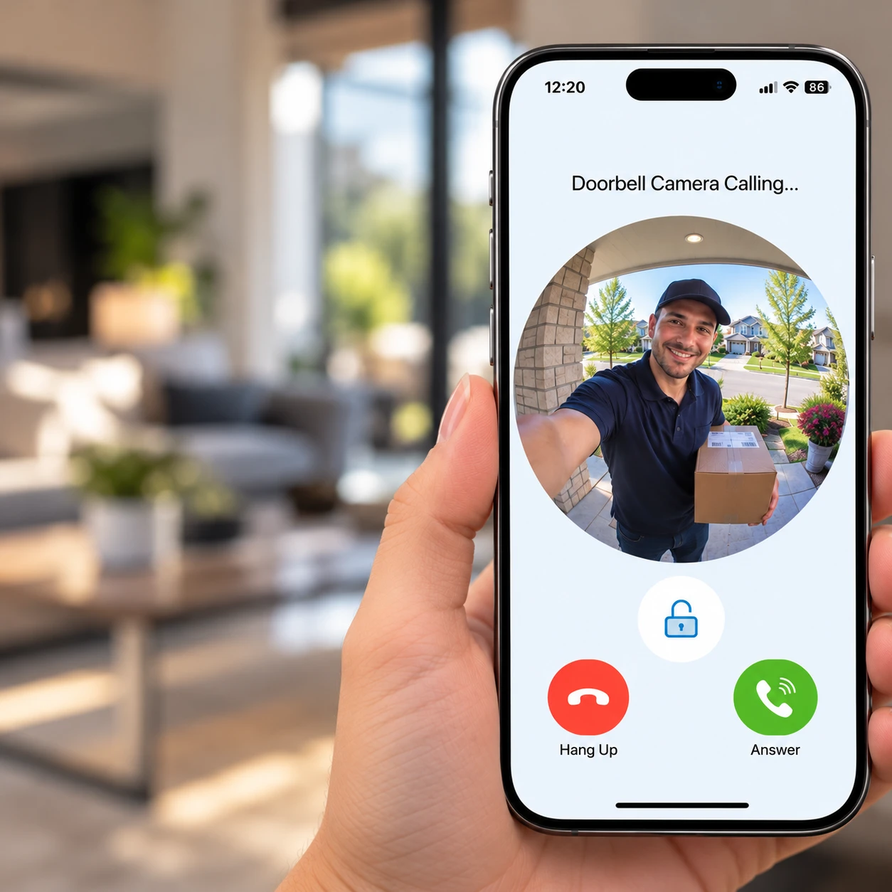Doorbell call ringing on a smartphone
