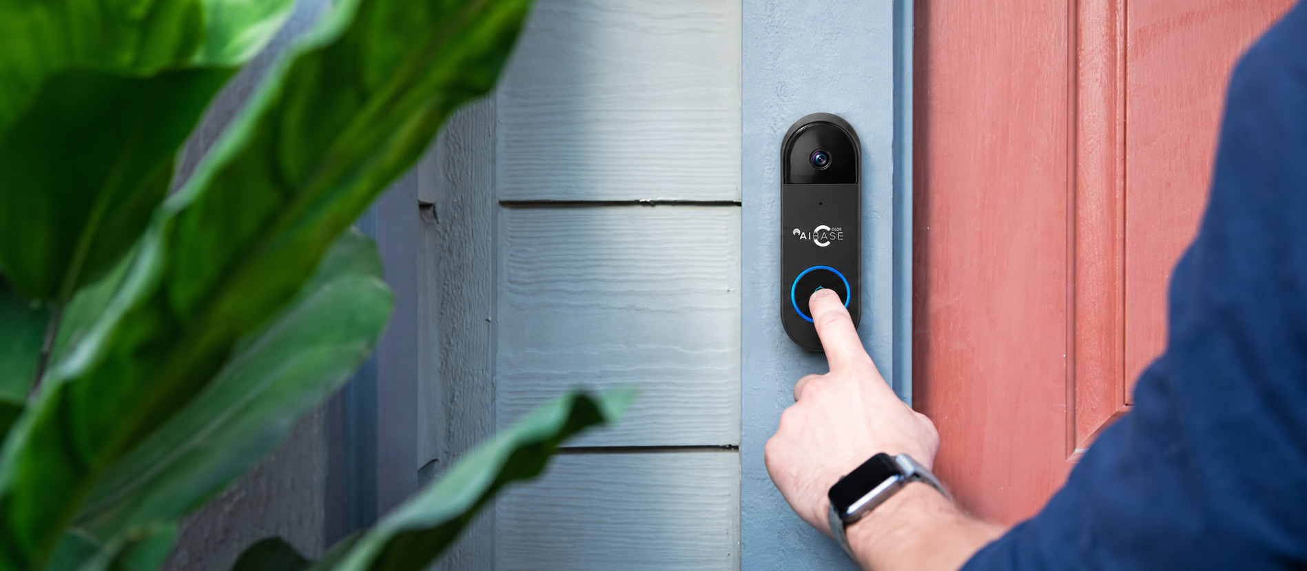 AIBASE HA-DB-35 smart video doorbell installed at a front door