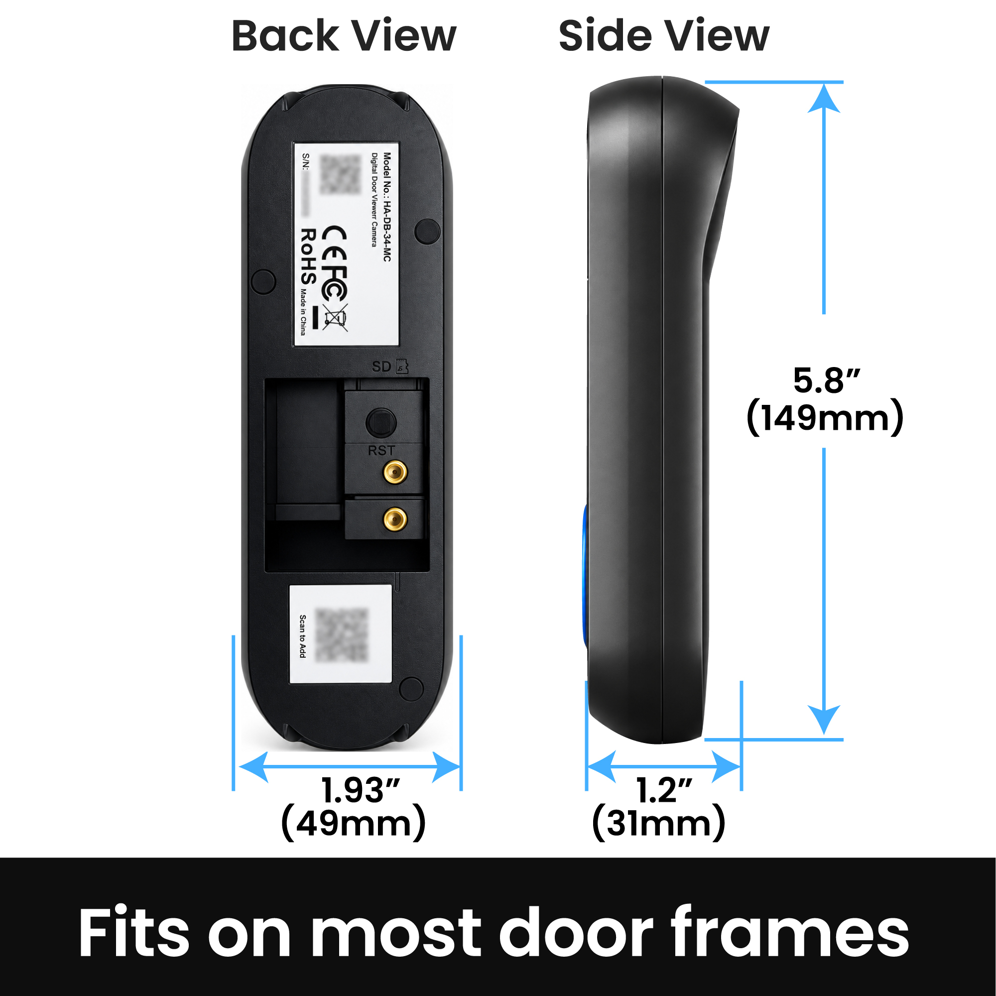HA-DB-35 doorbell dimensions