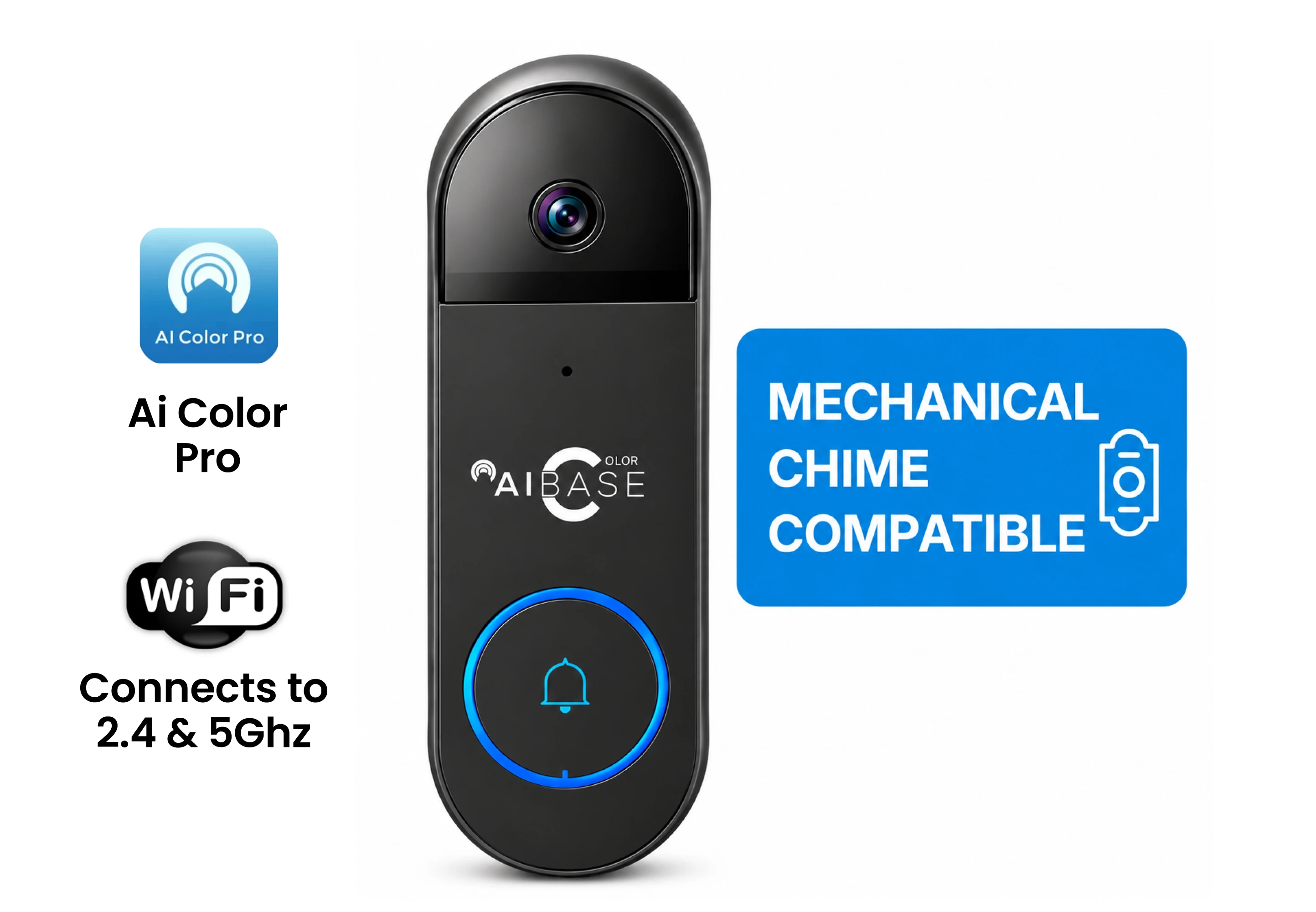 AIBASE HA-DB-35-MC 5MP smart video doorbell, front view