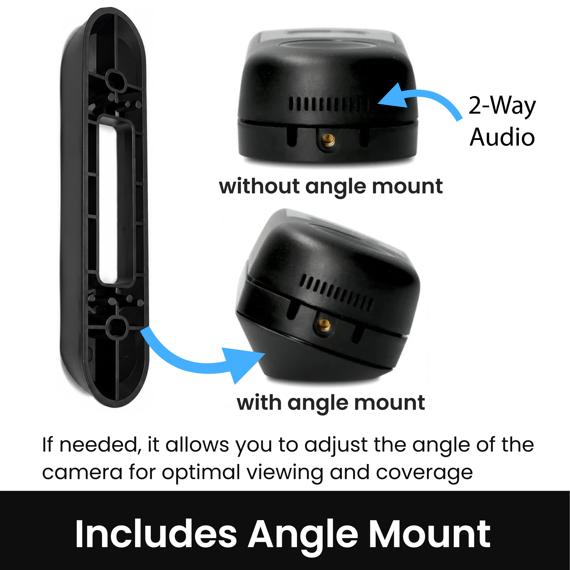 Doorbell with angle mount bracket attached