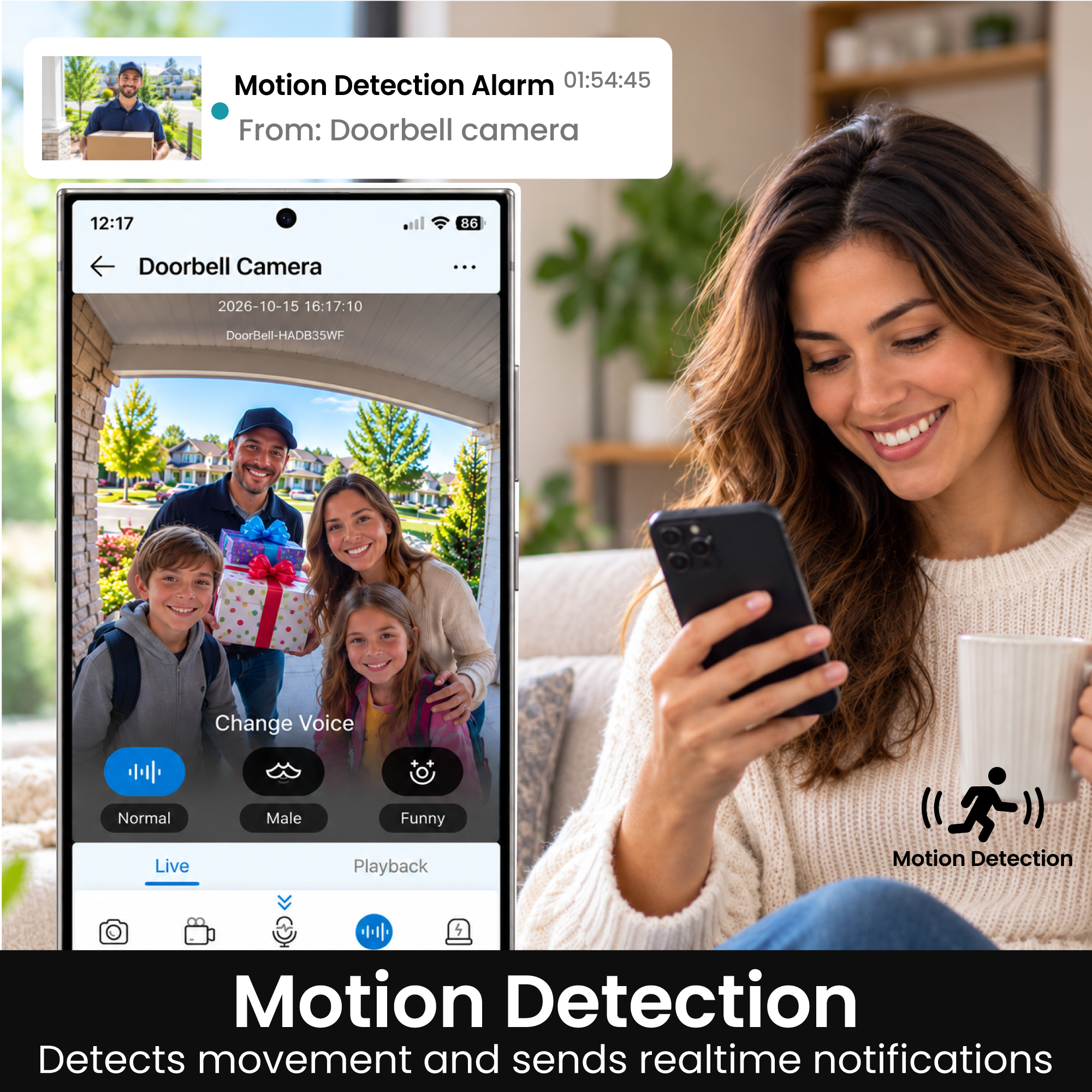 AI person, loitering and package detection on the HA-DB-35 doorbell