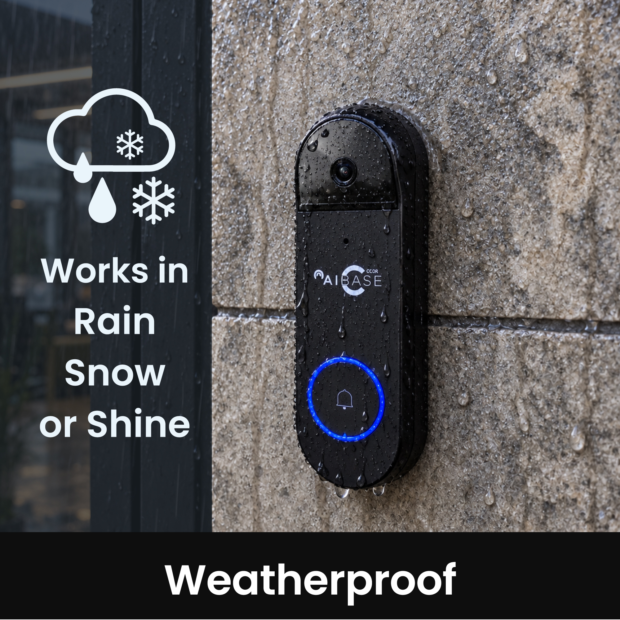 IP65 weatherproof doorbell in rain and snow