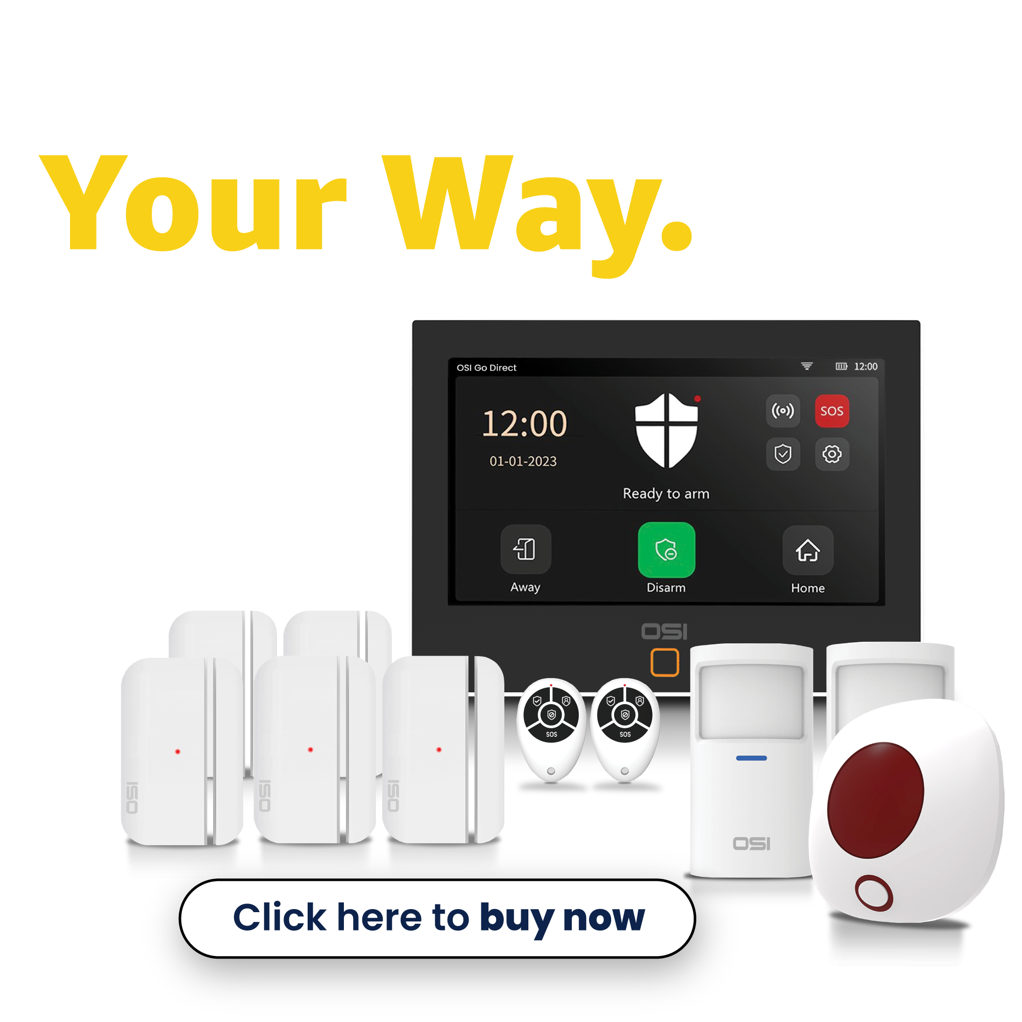 24/7 Alarm Monitoring from OSI Go Direct (available in Canada and USA)