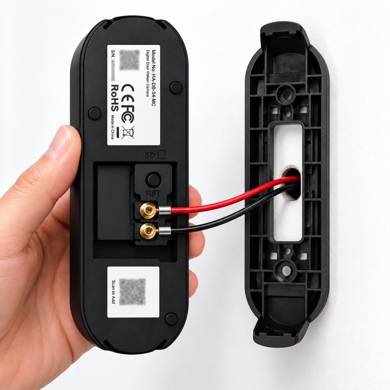 Connecting the smart doorbell to existing two-wire doorbell wiring