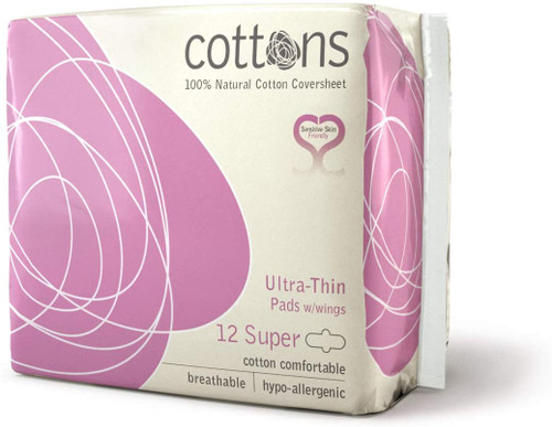 Cottons compresas ultrafina algodón natural con alas super 12 unidades