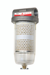 FA2 Alemlube 1" diesel filter with clear plastic bowl, 100L/min, 10µm;