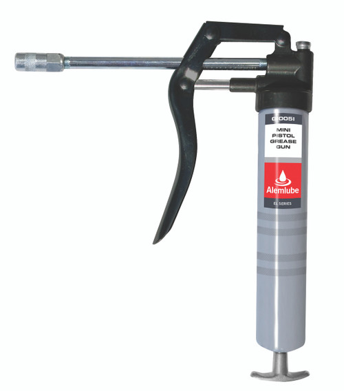 G10051 Alemlube EL Series mini pistol grease gun with rigid & flexible extensions and grease cartridge;