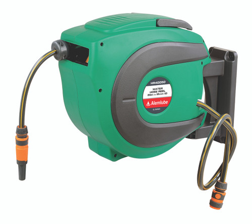 HR40050 Alemlube EL Series air hose reel, 20m x 12mm ID PVC hose;