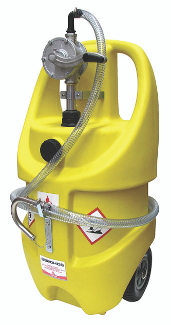 6820HDS Alemlube 68L mobile poly tank complete with rotary hand pump and spout - 68L capacity tank;