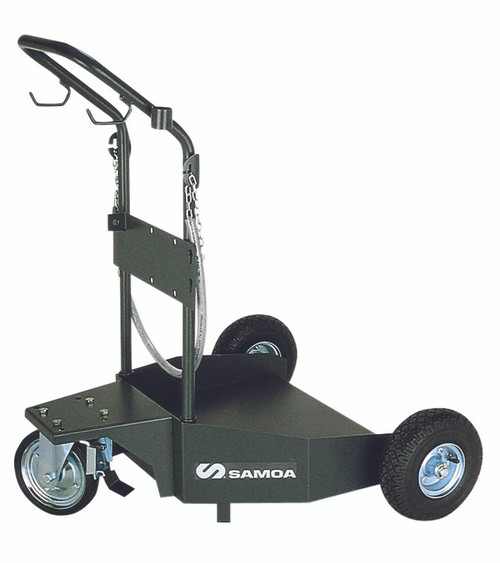 432814 Samoa deluxe 205L/180kg drum trolley with pneumatic front wheels and brake ;
