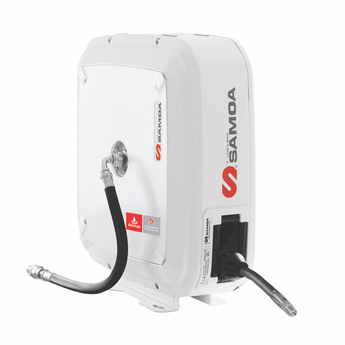 507222 Samoa 15m covered oil reel complete with 15m x 12mm ID hose and hose stop;