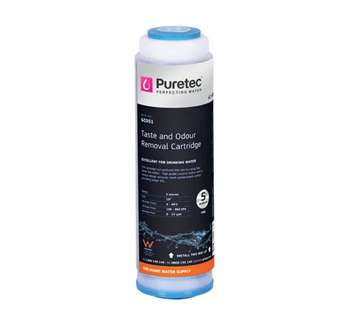GC051 Puretec GC051 Puretec Granular Carbon Standard Dia 2.5" Cartridge, 10", 5um