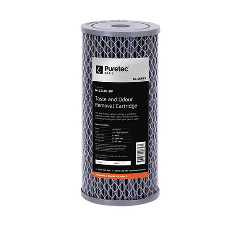 ML10LD1-DP Puretec ML10LD1-DP Puretec Multi Purpose Carbon Large Dia 4.5" Cartridge, 10", 10um