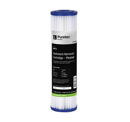 PP101 Puretec PP101 Puretec Pleated Standard Dia 2.5" Cartridge, 10", 10um