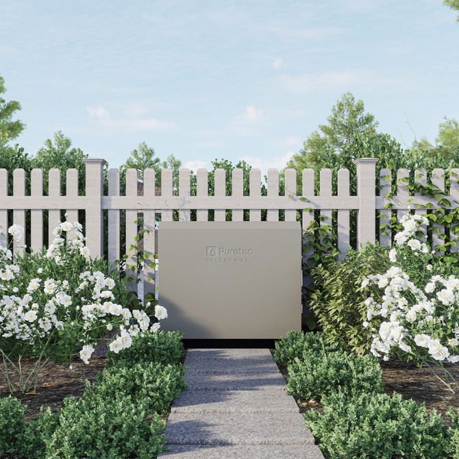 Puretec FilterWall - Freestanding Whole House Filtration, Stone White Front Cover, 55 L/min with plumbed bypass