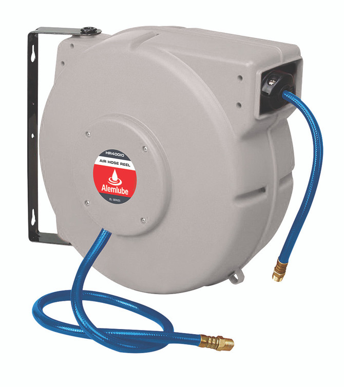 HR40010 Alemlube EL Series air hose reel, 15m x 10mm ID PVC hose;