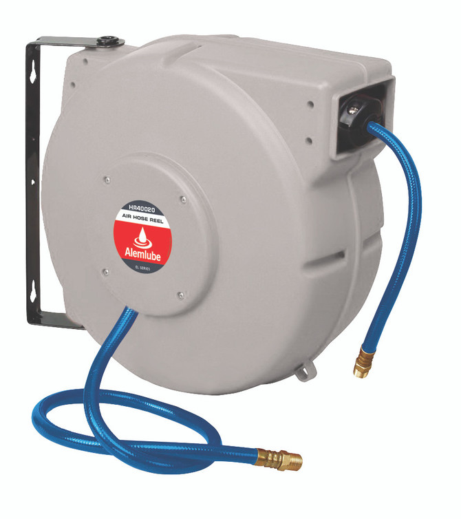 HR40020 Alemlube EL Series hose reel, 15m x 12mm ID PVC hose - also suitable for water;