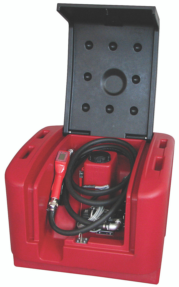 L10040PAM Alemlube 100L lockable poly tank with 12V kit and automatic nozzle with meter ;