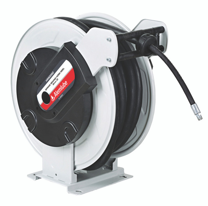 HR90060 Alemlube EL Series high capacity oil reel complete with 30m x 12mm ID hose;