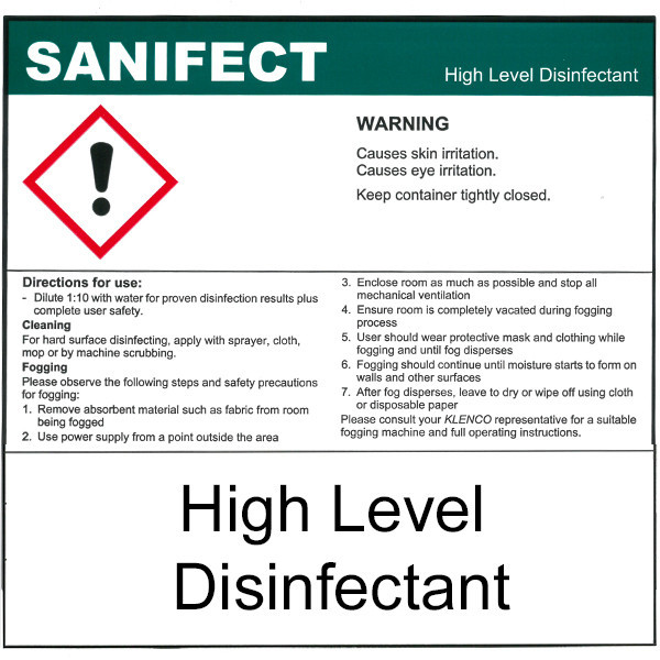 SANIFECT5 Klenco Singapore Disinfectant; Sanifect High Level Disinfectant 5 Litre Bottle