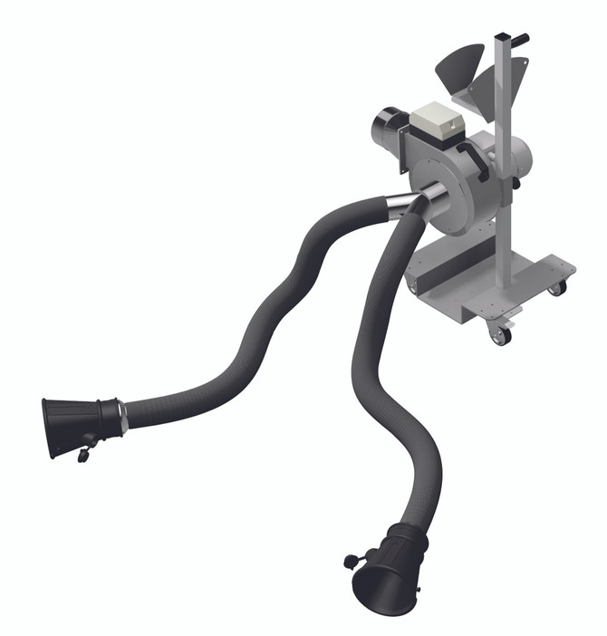 GROLLY-M Worky mobile fume extractor - 3 phase for twin exhaust;