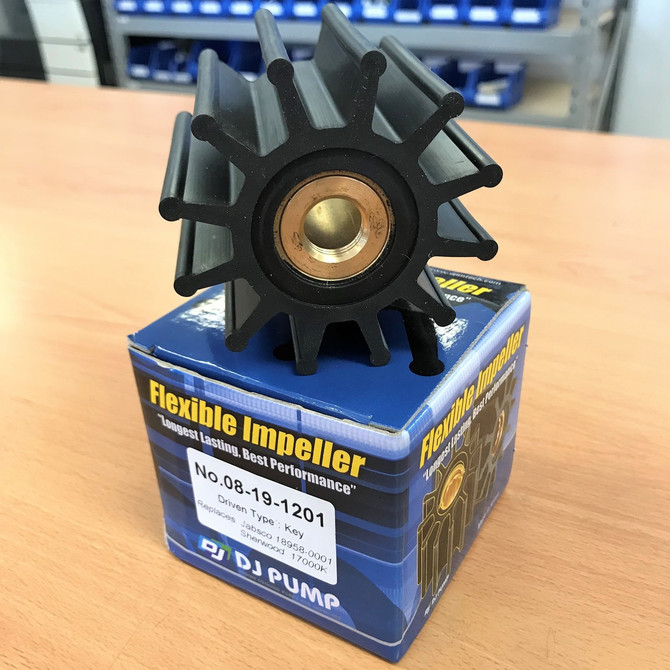 08-19-1201 DJ Pump Impeller; Jabsco 18958-0001; Sherwood 17000K