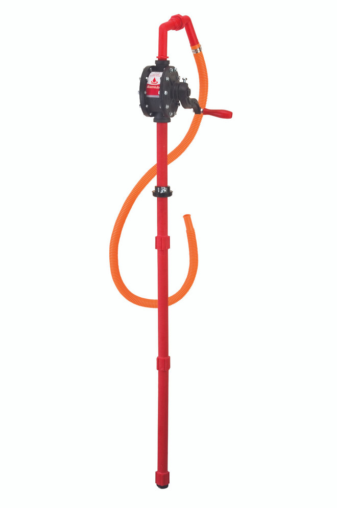 401A Alemlube stainless steel rotary action drum pump with teflon seals  suits 60/205L drums, 20 L/min;