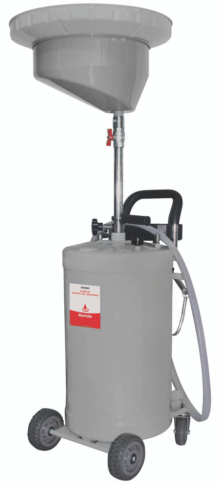 30080 Alemlube waste oil drain with 80L reservoir and 20L catchment bowl;