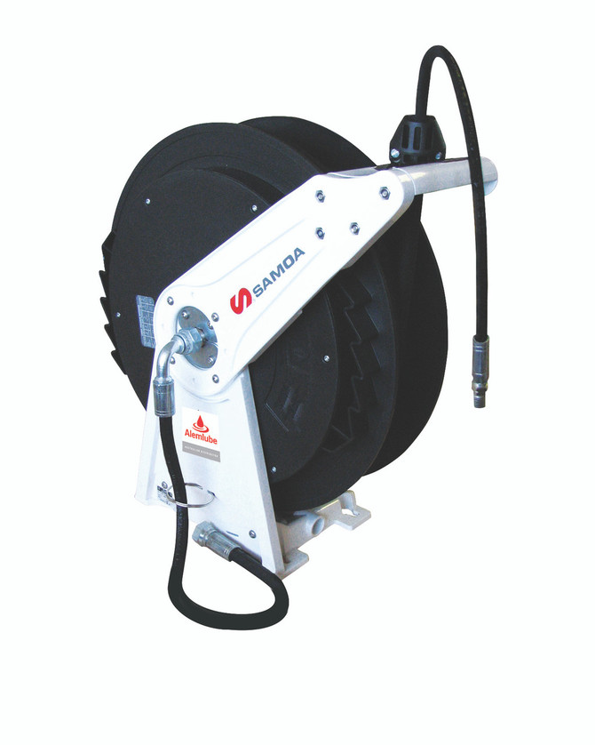 506300 Samoa single arm open grease reel c/w 10m x 6mm ID hose and hose stop;