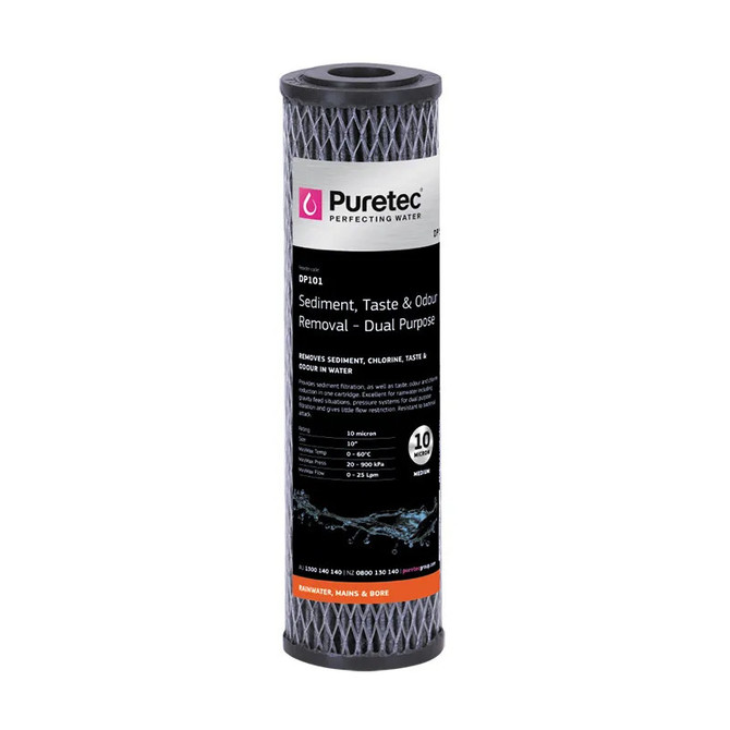 DP101 Puretec DP101 Puretec Dual Purpose Standard Dia 2.5" Carbon Cartridge, 10", 10um
