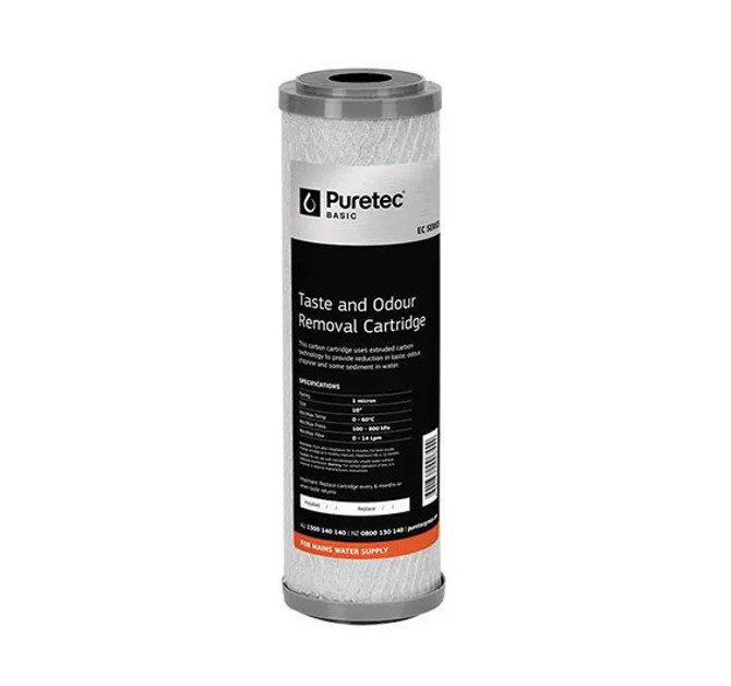 EC051 Puretec Tase and Odour Removal Cartridge; Extruded Carbon Standard Dia 2.5" Cartridge, 10" 5um