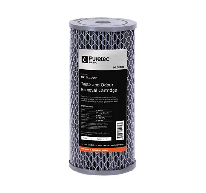 ML10LD1-DP Puretec ML10LD1-DP Puretec Multi Purpose Carbon Large Dia 4.5" Cartridge, 10", 10um