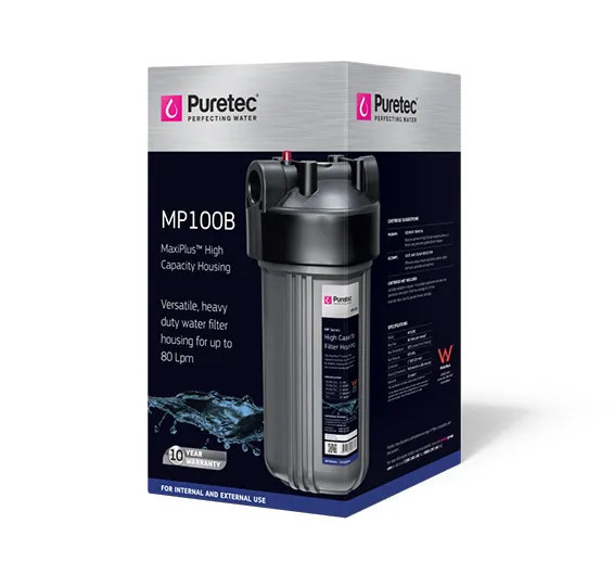 MP100B Puretec MP100B Puretec Large Diameter Grey Filter Housing, 10", 1" conn incl spanner & bracket