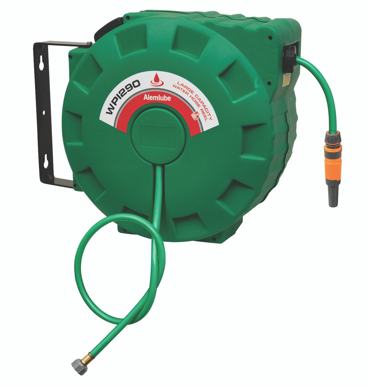 WP1290 Alemlube high capacity hose reel, 30m x 12mm ID hose  covered;