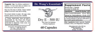 Dry E 500iu label information