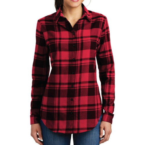 Embroidered Ladies Plaid Flannel Shirt-SimsLohman