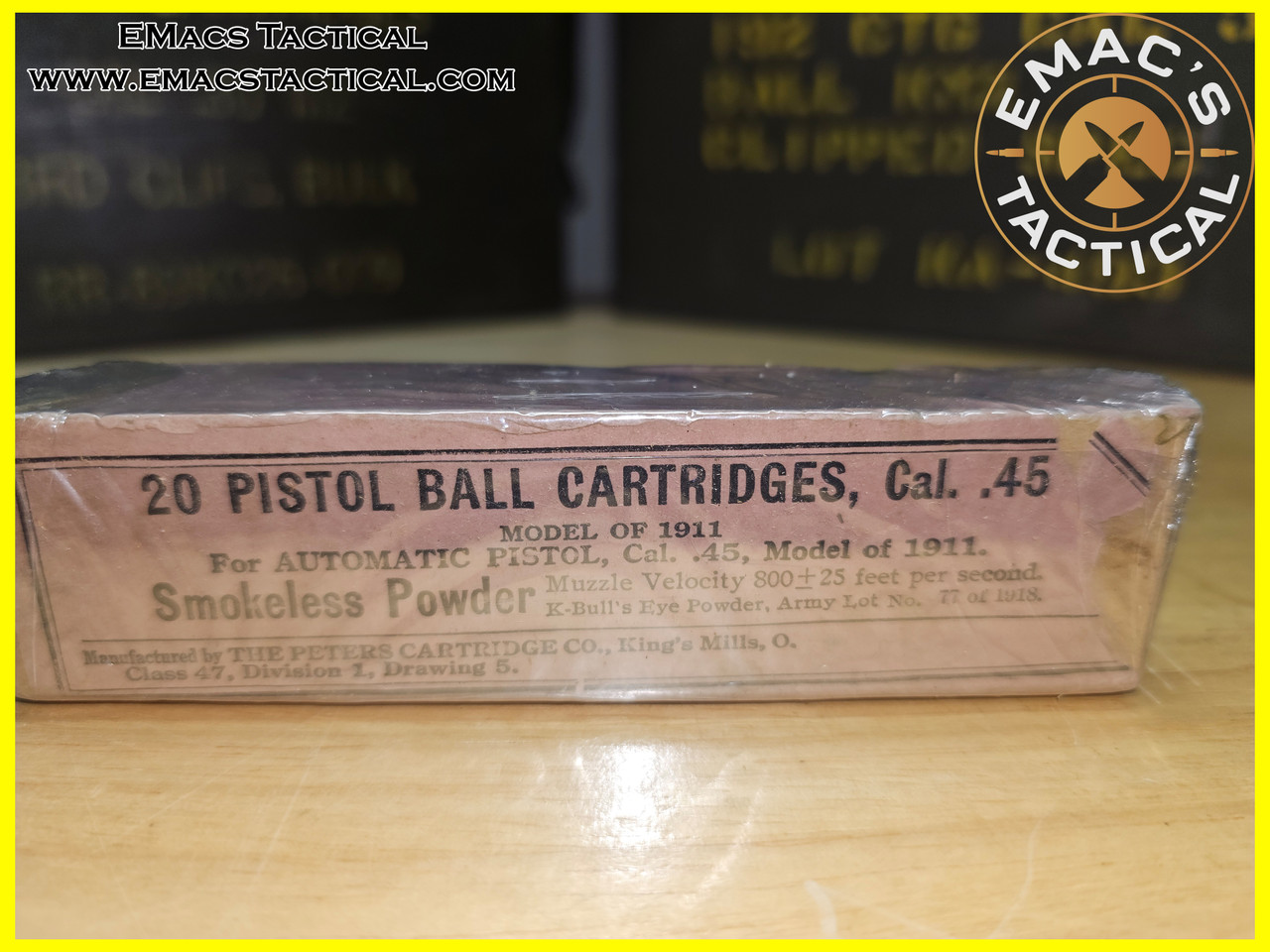 .45 ACP Pistol Ball M1911 Ammo WWI Army Lot 77 of 1918