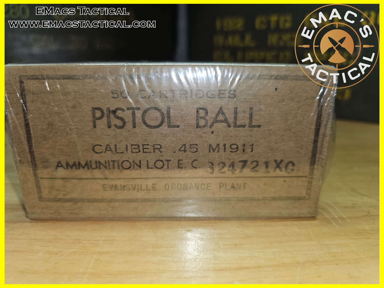 .45 ACP Pistol Ball Evansville Ord. Plant M1911 Box of 50