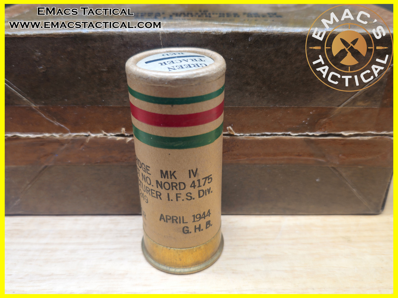 37mm 1944 Kilgore Mk IV Signal Cartridges Green Tracer