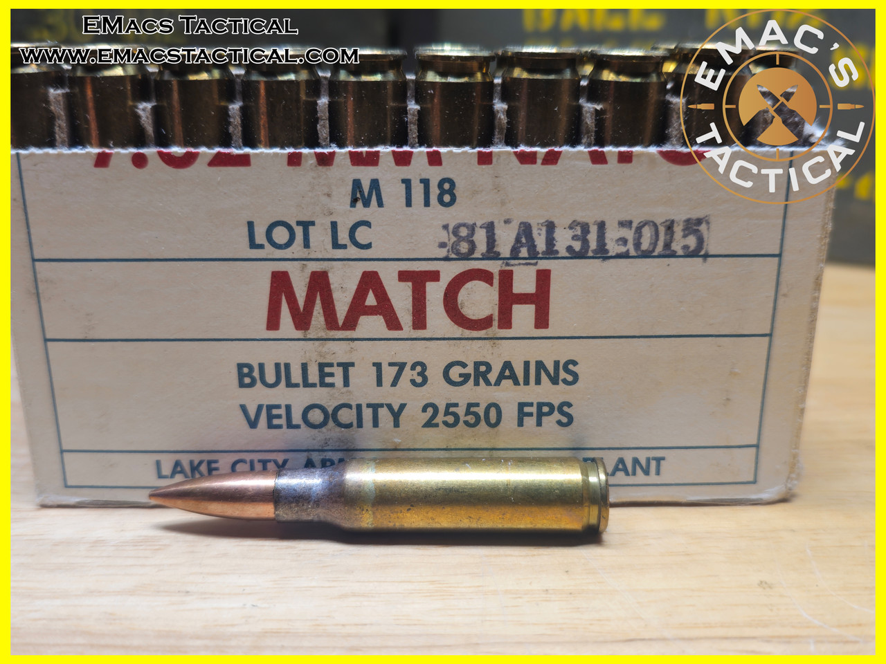 7.62mm NATO M118 Match 173 Grain 20 Round Box - EMac's Tactical Armory