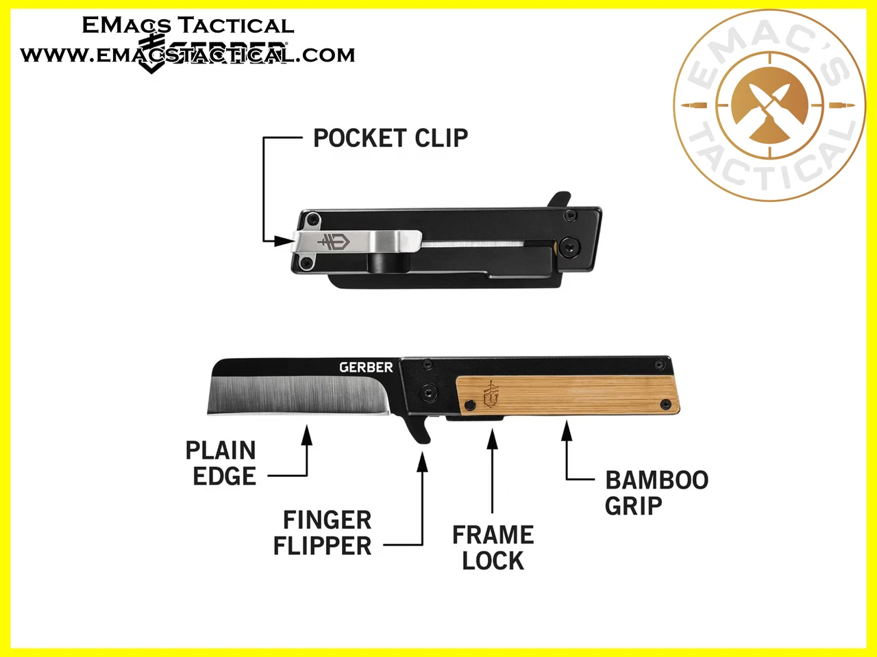Gerber Quadrant Bamboo Folding Knife – 2.7"