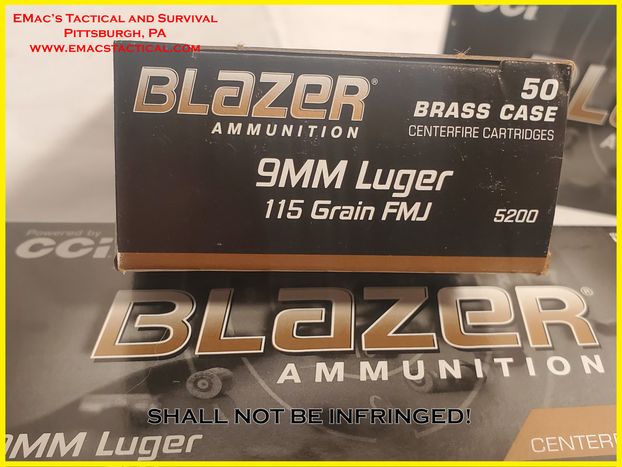9mm 115gr FMJ Blazer Brass Ammunition 1000 rounds Case